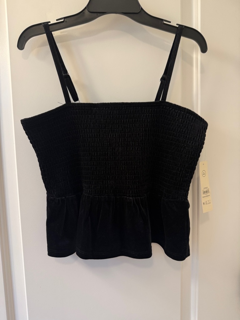 Zara Black Smocked Peplum Cami